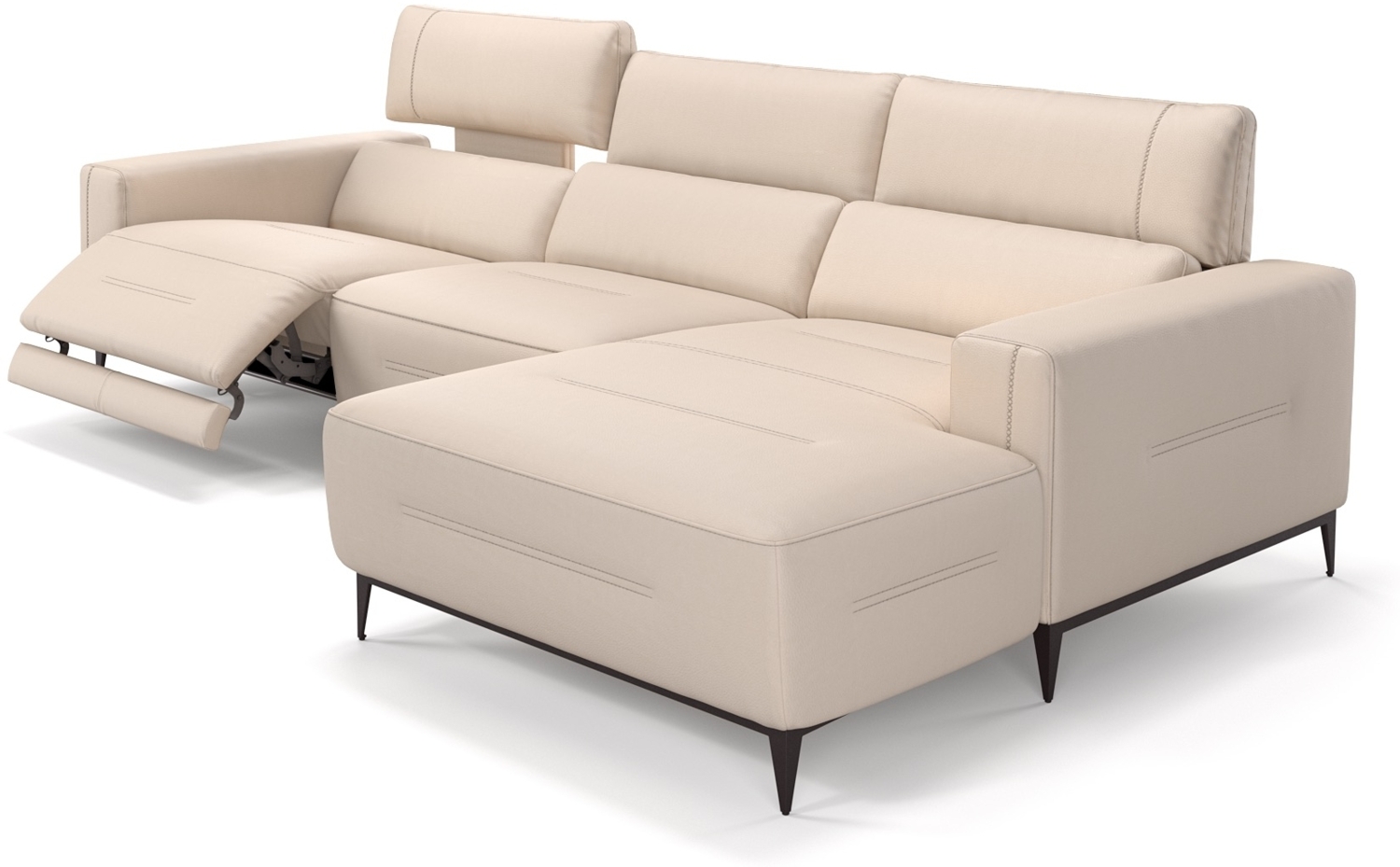 Sofanella Ecksofa TERAMO Ledersofa Eckgarnitur Eckcouch in Creme S: 260 Breite x 101 Tiefe Bild 1