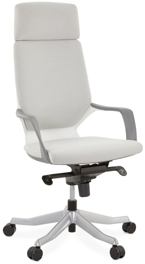 Ergonomischer Bürostuhl mit Kopfstütze | Bürodrehstuhl 360° mit Armlehnen | Chefsessel Höhenverstellbar mit Synchronmechanik | Designer Schreibtischstuhl Modern | Hellgrau 66x125 cm | Kadima Design Bild 1