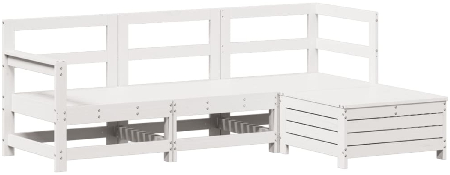 vidaXL 4-tlg. Garten-Sofagarnitur Weiß Massivholz Kiefer 3250777 Bild 1