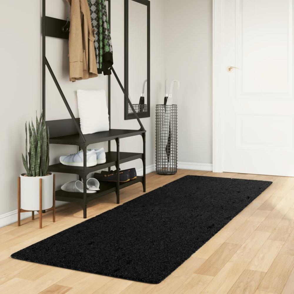 vidaXL Shaggy-Teppich PAMPLONA Hochflor Modern Schwarz 80x250 cm Bild 1