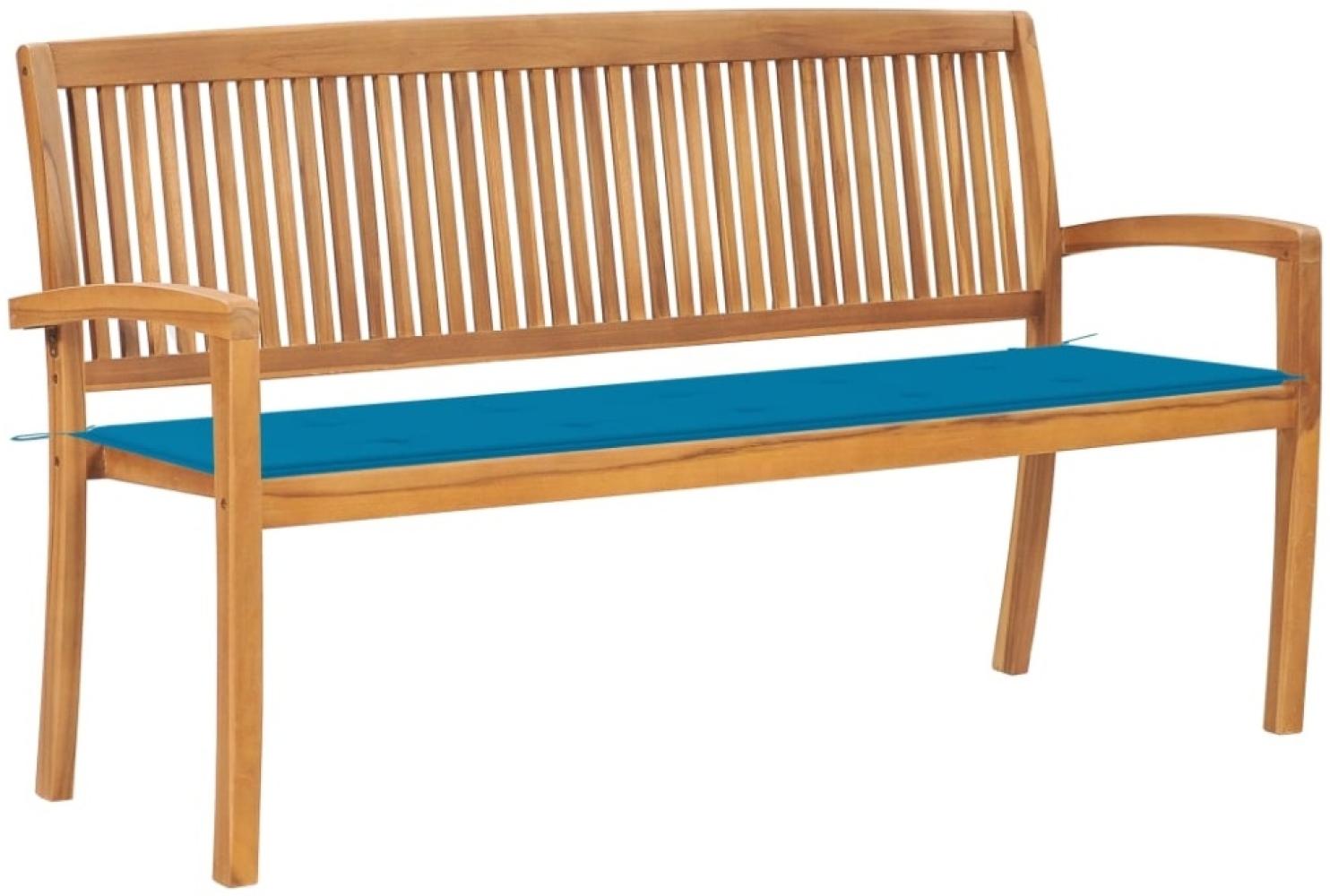 vidaXL Stapelbare Gartenbank mit Auflage 159 cm Massivholz Teak 3063310 Bild 1