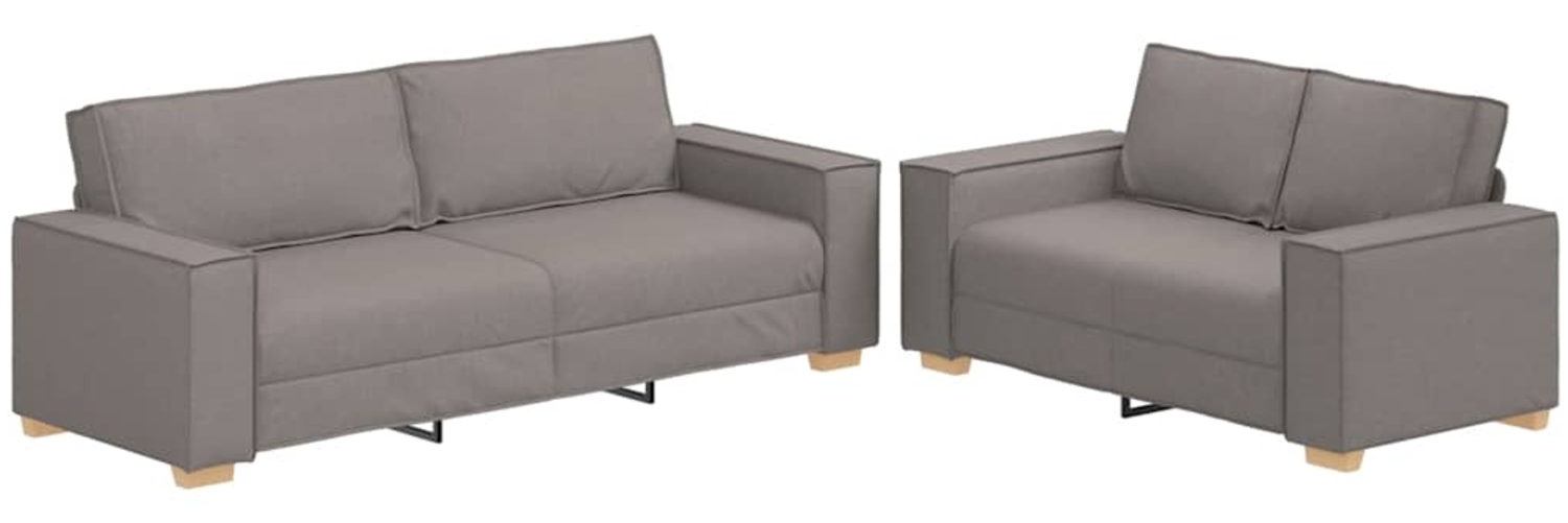 vidaXL 2-tlg. Sofagarnitur mit Kissen Taupe Stoff 3324697 Bild 1