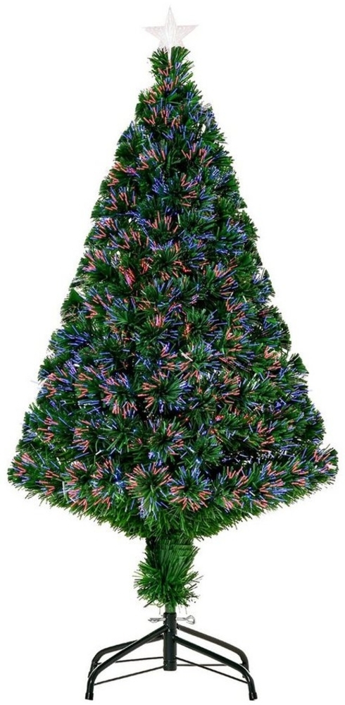 HOMCOM Künstlicher Weihnachtsbaum Weihnachtsbaum, Tannenbaum, Lichtfaser LED Christaum, Grün, 120 cm Bild 1