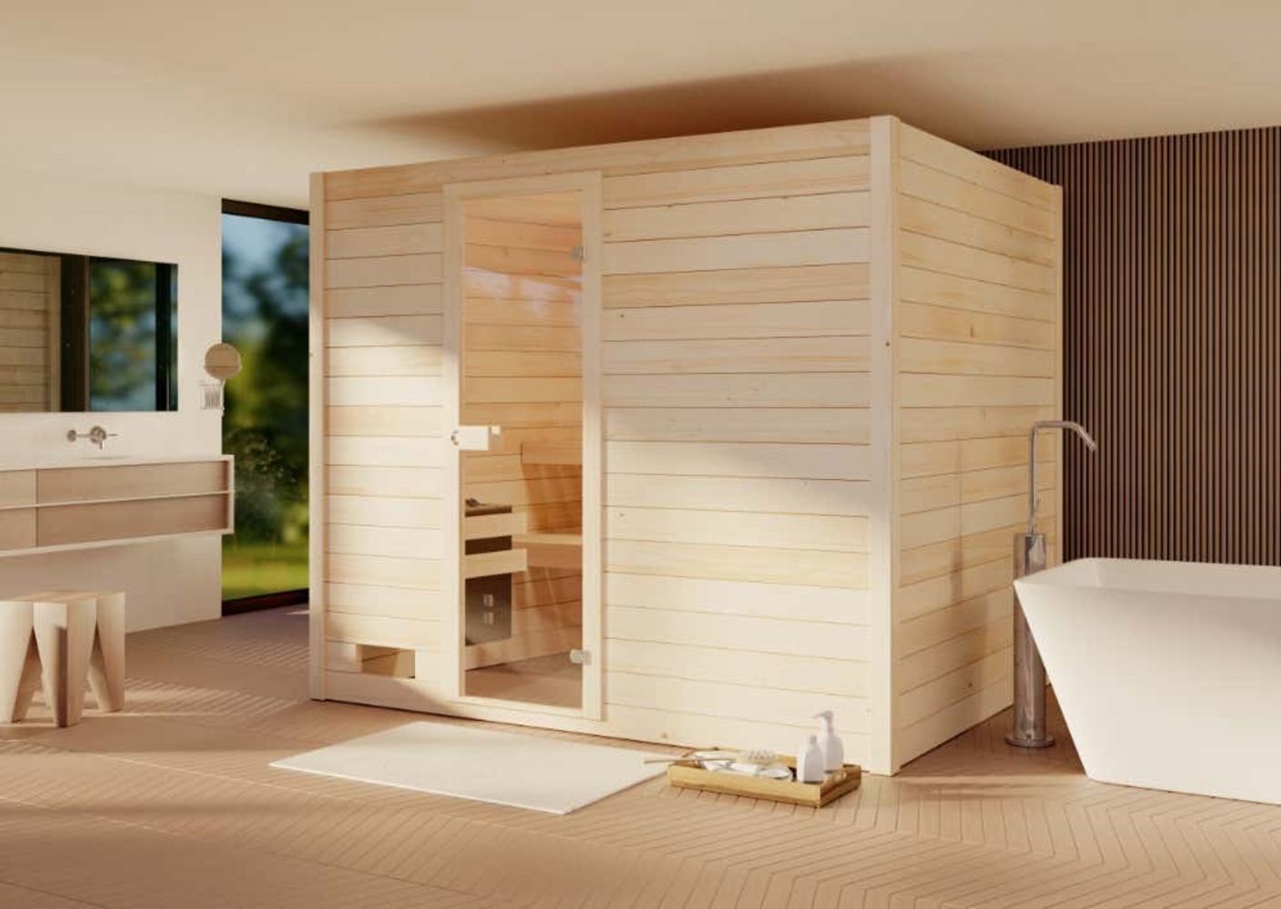 WEKA Massivholzsauna Valida GT Innensauna 2 Sitzbänke aus Holz Saunakabine mit 38 mm Wandstärke Dampfsauna Bild 1