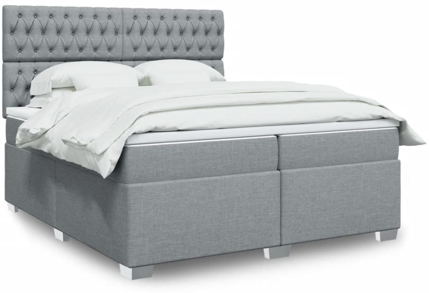 vidaXL Boxspringbett mit Matratze Hellgrau 200x200 cm Stoff 3290602 Bild 1