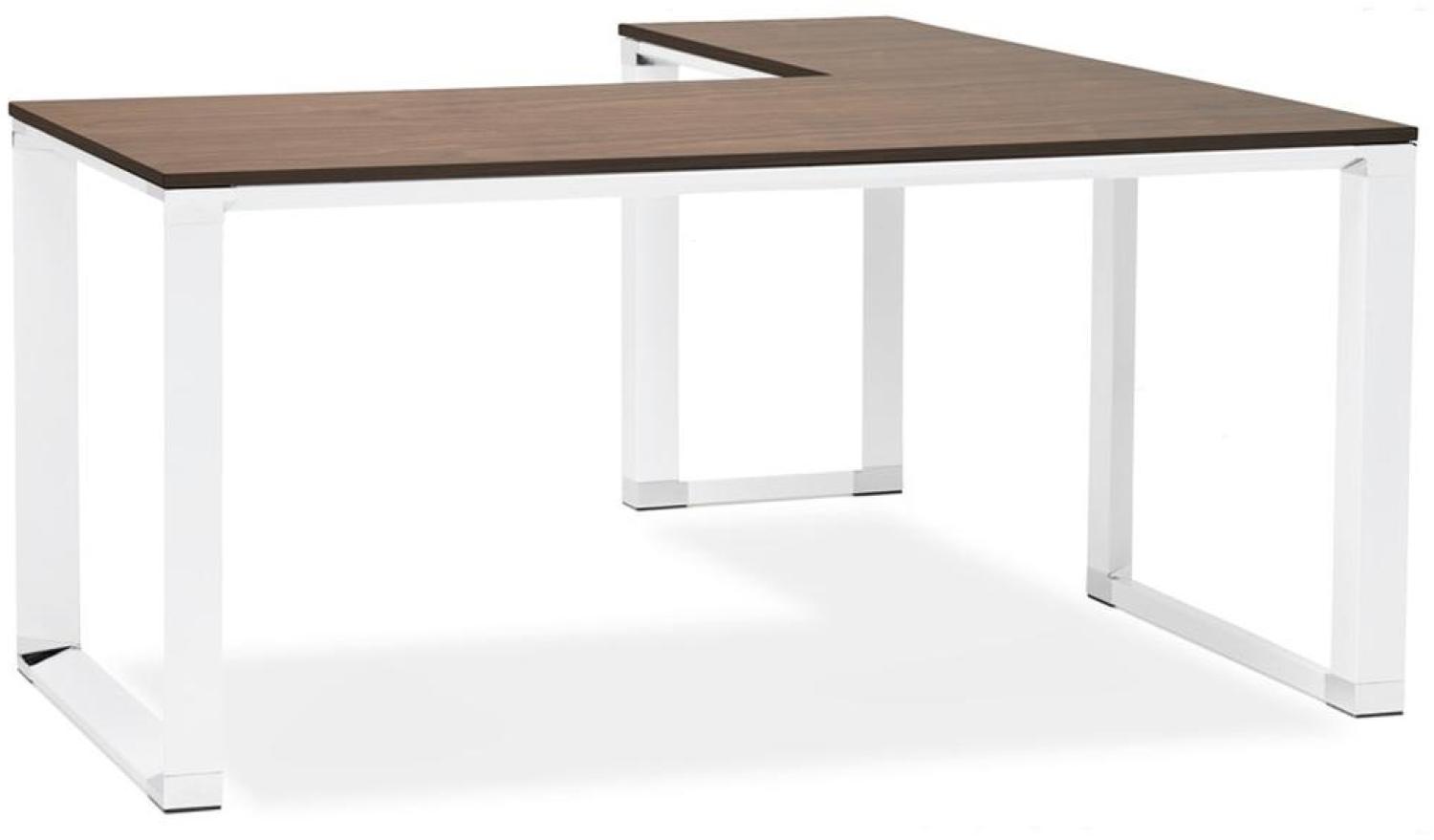 Eckschreibtisch Braun-Weiß 170x160cm | Computertisch Winkel Flexibel Links/Rechts | Bürotisch L-Form Geräumig für Dual-Monitor Setup | Homeoffice & Gaming Workstation | KERIX Bild 1