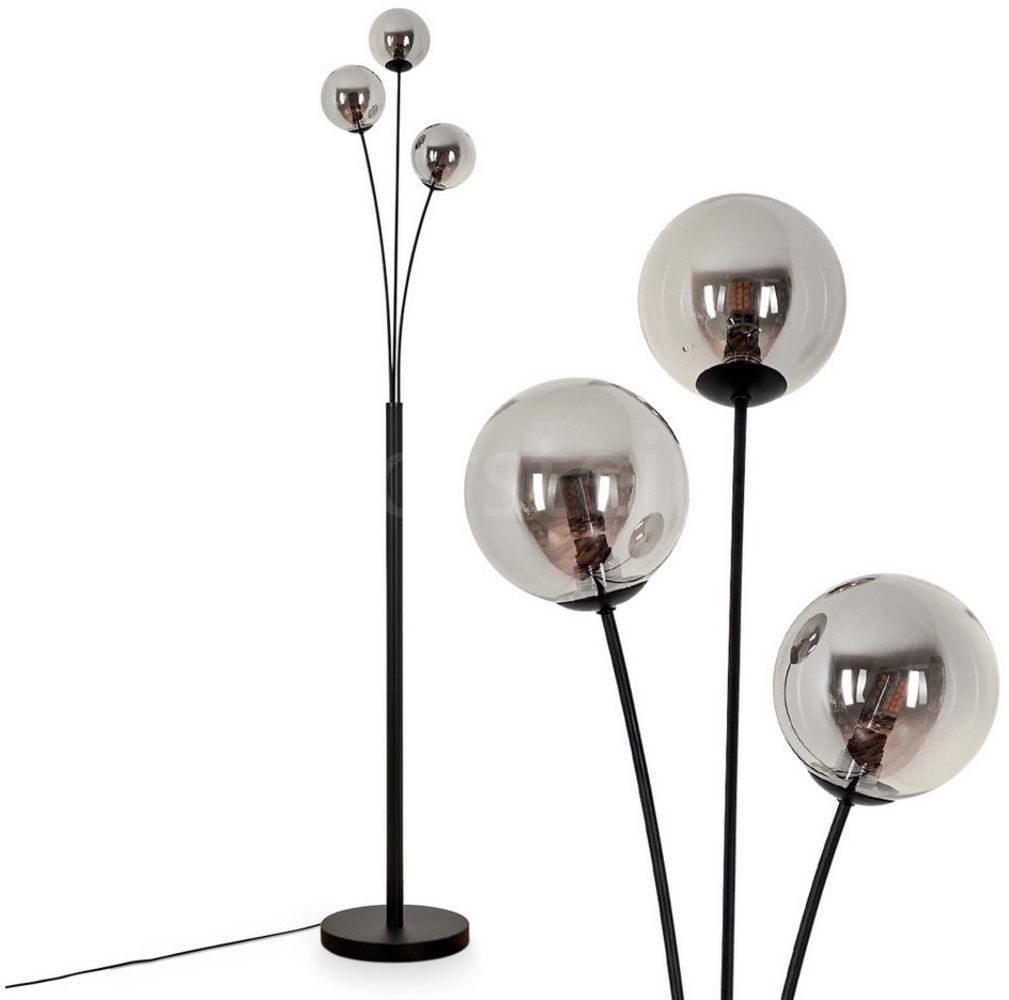 hofstein Stehlampe Stehlampe aus Metall/Glas in Schwarz/Rauchfarben, ohne Leuchtmittel, Leuchte mit Glasschirmen (12cm), dimmbar, 3xG9, ohne Leuchtmittel Bild 1