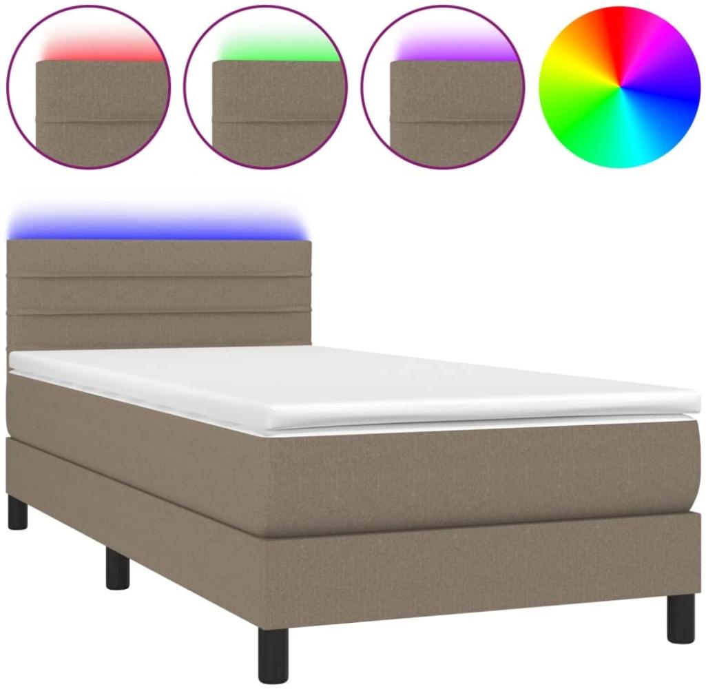 vidaXL Boxspringbett mit Matratze & LED Taupe 80x200 cm Stoff 3133193 Bild 1