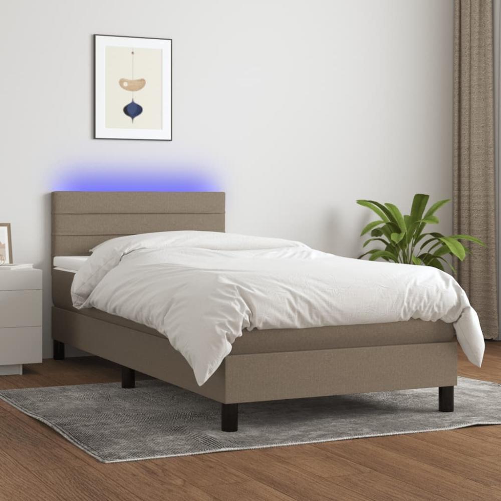 vidaXL Boxspringbett mit Matratze & LED Taupe 80x200 cm Stoff 3133193 Bild 1