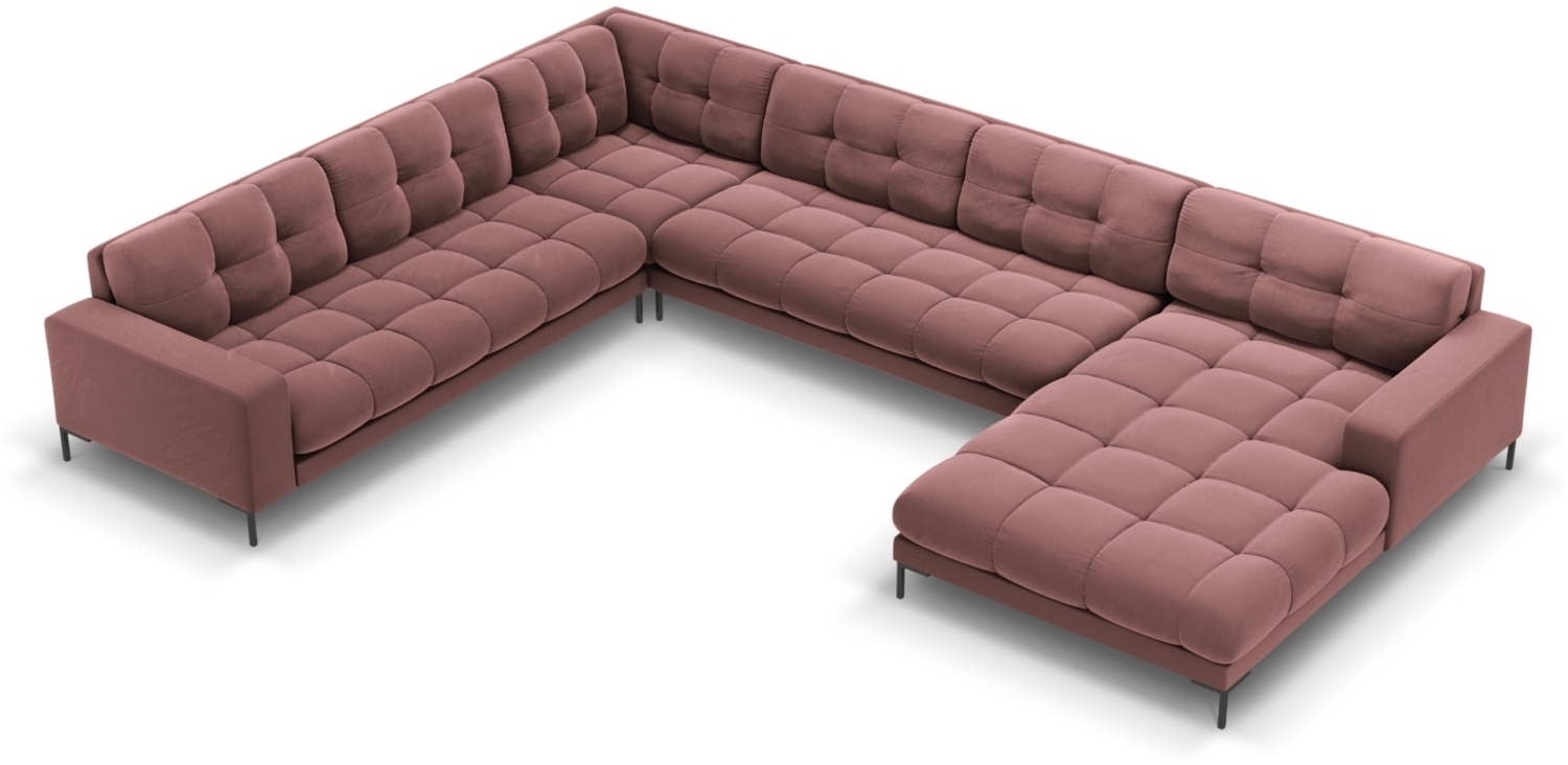 Micadoni Wohnlandschaft Mamaia 7-Sitzer Links Samtstoff Bluvel Rosa schwarze Beine Bild 1