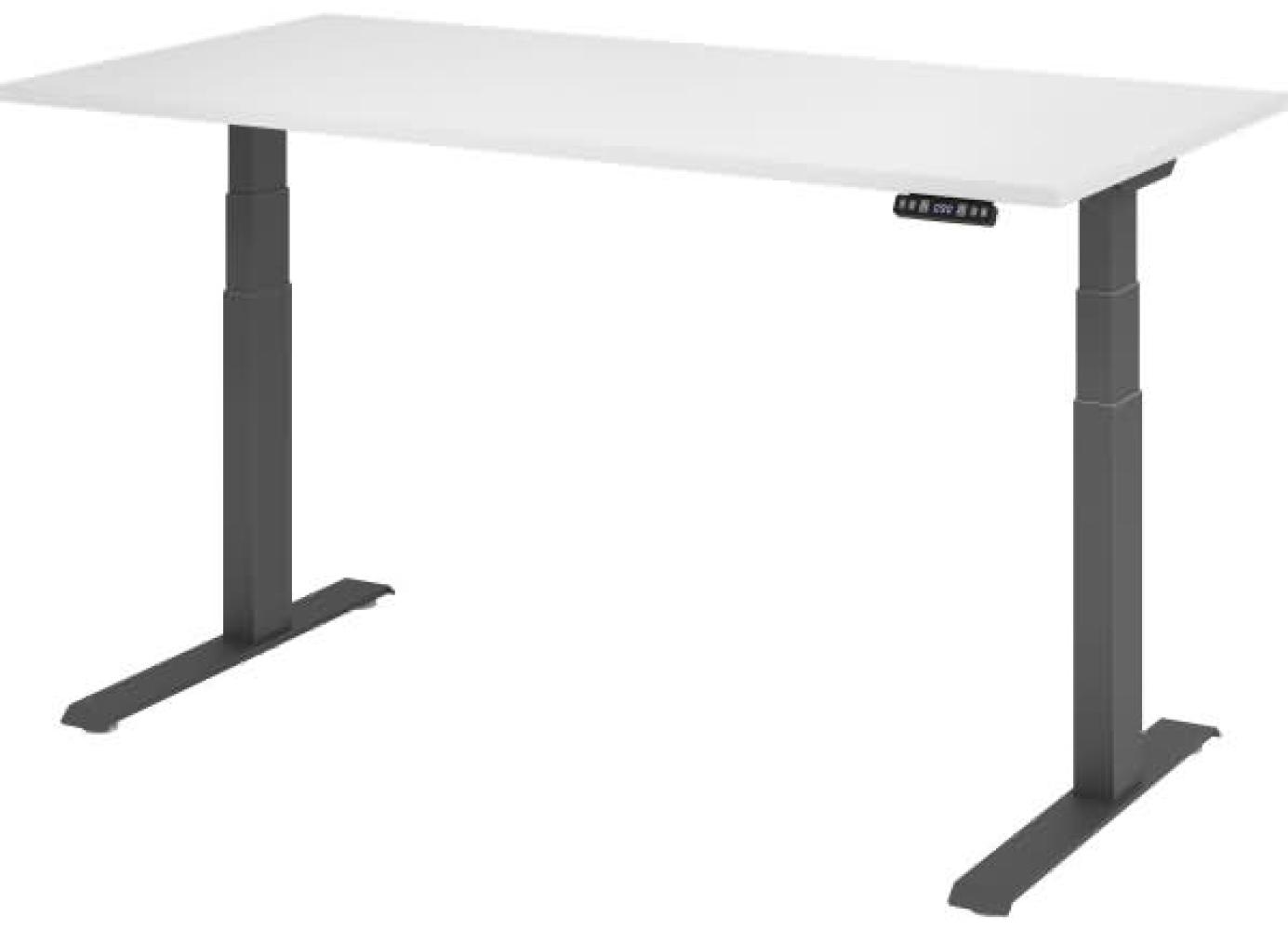 Sitz-Steh-Schreibtisch elektrisch 160x80cm Weiß/Silber Bild 1