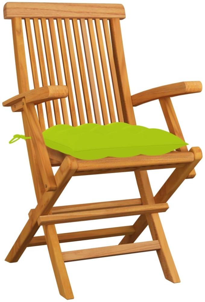 vidaXL Gartenstühle mit Hellgrünen Kissen 6 Stk. Massivholz Teak 3062567 Bild 1