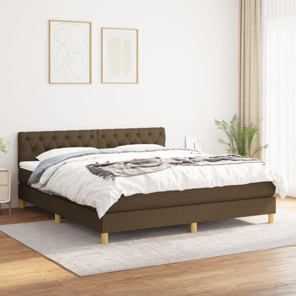 vidaXL Boxspringbett mit Matratze Dunkelbraun 160x200 cm Stoff 3140868 Bild 1