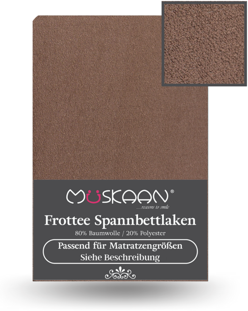 Müskaan - Frottee Spannbettlaken 180x200 cm - 200x200 cm Spannbetttuch Laken nougat Bild 1