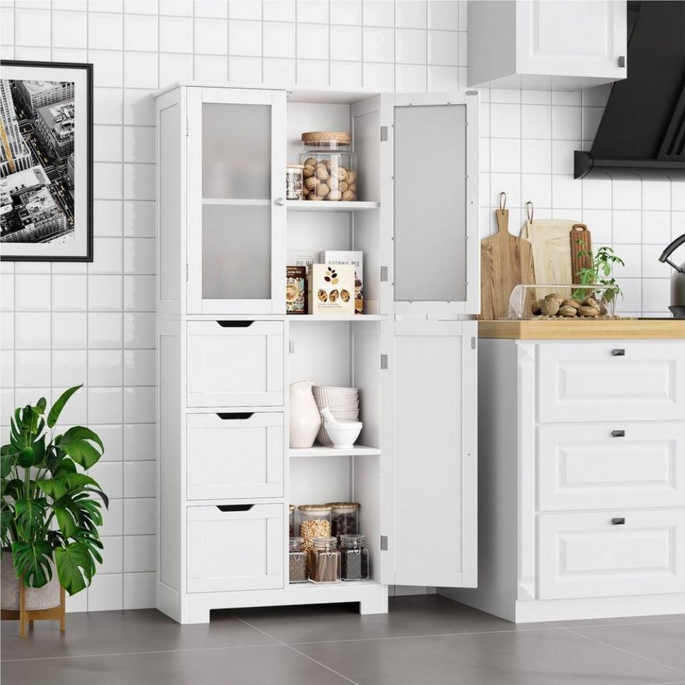 HOMECHO Hochschrank Badezimmerschrank mit 3 Türen und 3 Schubladen Bild 1