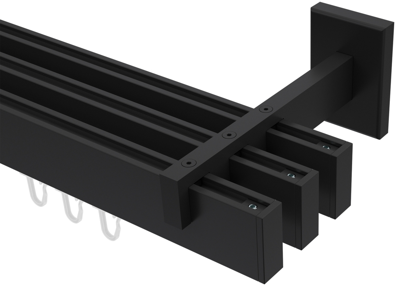 Innenlauf-Gardinenstangen-Set Smartline Paxo 100 cm, 3-läufig, 14x35 mm Schwarz Bild 1