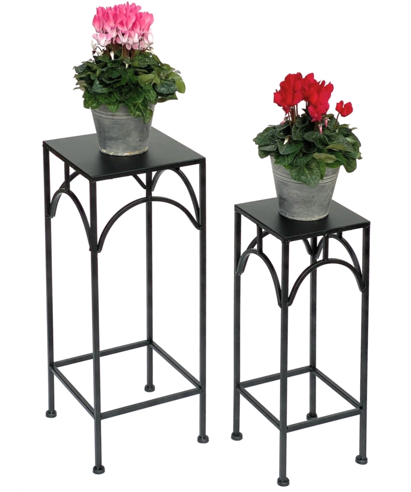 DanDiBo Blumenhocker Metall Schwarz Eckig Blumenständer 96132 2er Set Beistelltisch Blumensäule Modern Pflanzenständer Pflanzenhocker Bild 1