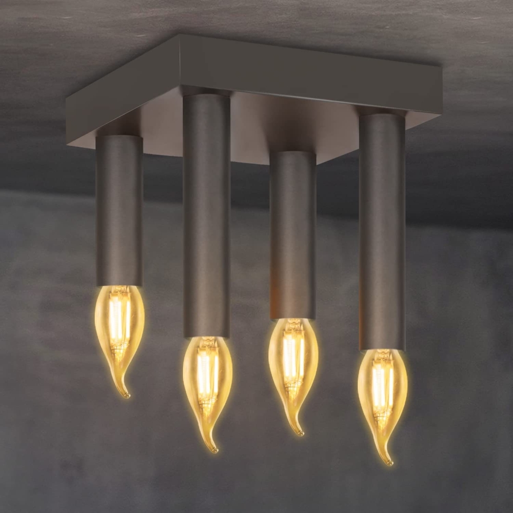 ZMH Vintage Deckenlampe Deckenleuchte 4-flammige - Retro Deckenspots E14 Industrial Wohnzimmerlampe Grau Schlafzimmerlampe mit 4 Spots Metall Kronleuchter für Wohnzimmer Küche flur bar Bild 1