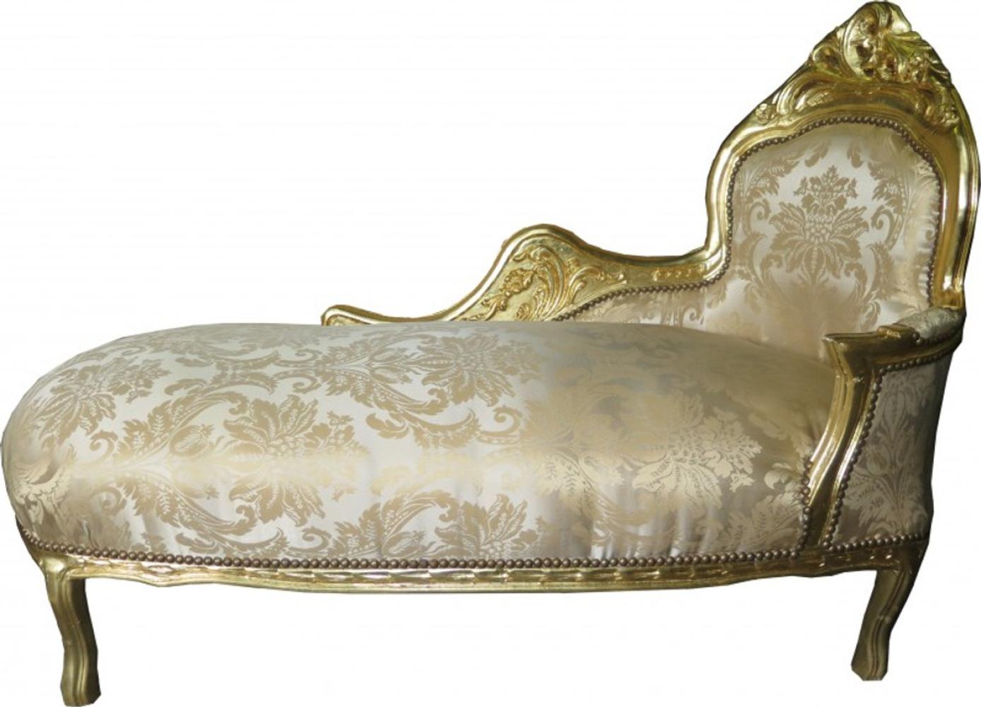 Casa Padrino Barock Chaiselongue Creme Gold Muster / Gold - Recamiere Liege Barock Möbel Bild 1