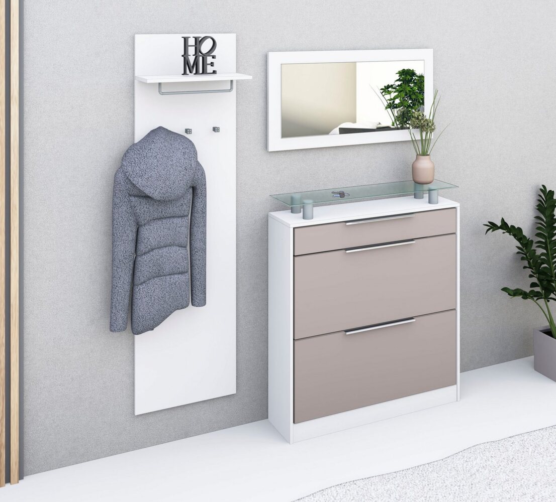 borchardt Möbel Garderoben-Set Oliva, (3-tlg), mit stehendem Schuhschrank, Paneel und Spiegel Bild 1