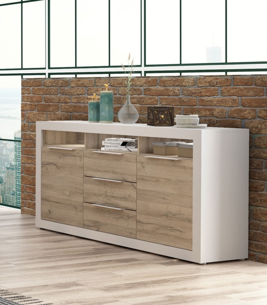 Sideboard Kommode Anrichte 167cm weiß bianco eiche Modern Bild 1