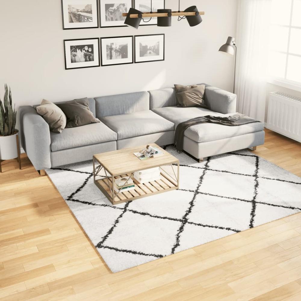 vidaXL Shaggy-Teppich PAMPLONA Hochflor Modern Creme Schwarz 240x240cm Bild 1