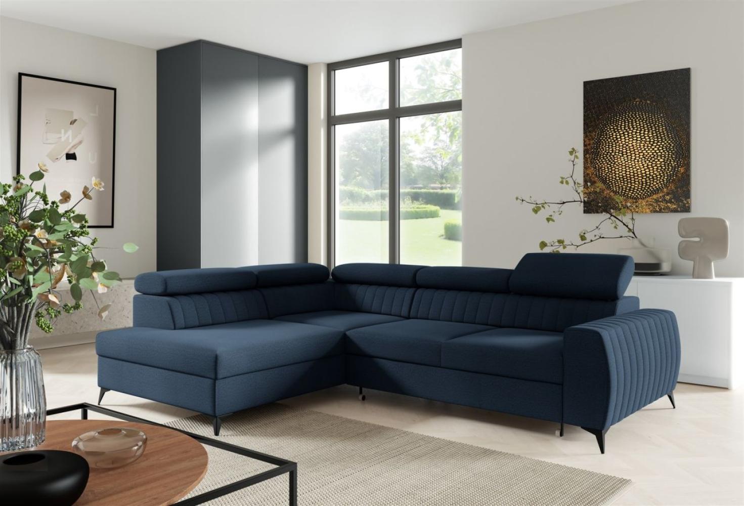 Ecksofa Schlafsofa Sofa TORONTO Stoff Element Blau Ottomane Links Bild 1