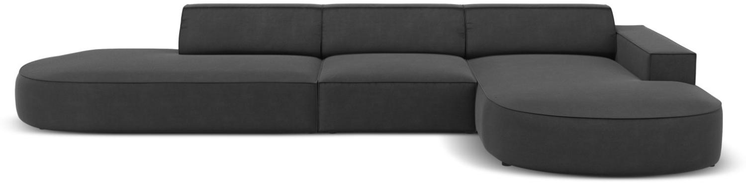 Micadoni 4-Sitzer Samtstoff Ecke rechts Sofa Jodie | Bezug Grey | Beinfarbe Black Plastic Bild 1