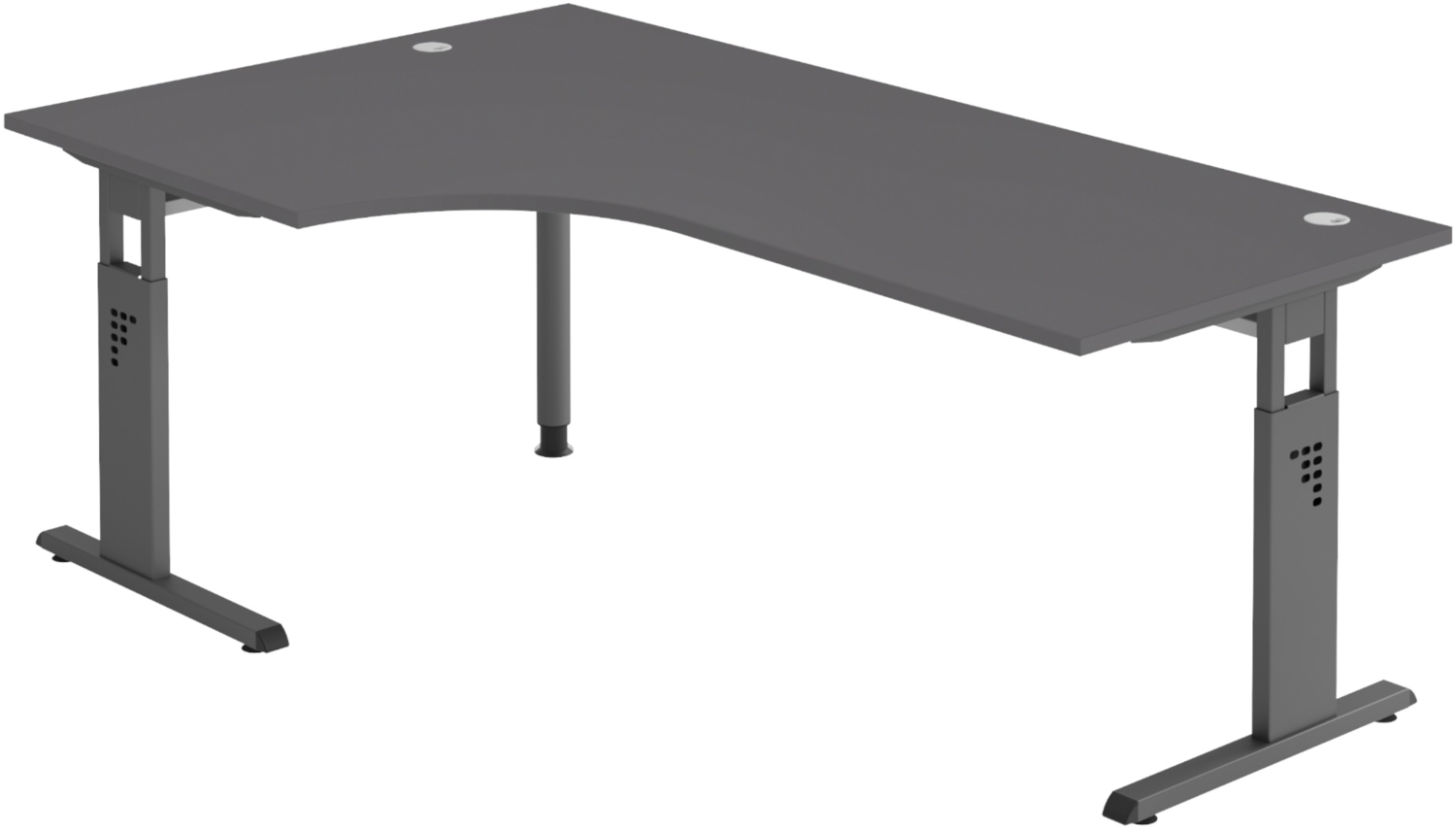 bümö höhenverstellbarer Eckschreibtisch O-Serie 200x120 cm in Graphit, Gestell in Graphit - Schreibtisch L Form, großer Tisch für's Büro, Computertisch höhenverstellbar, OS-82-G-G Bild 1