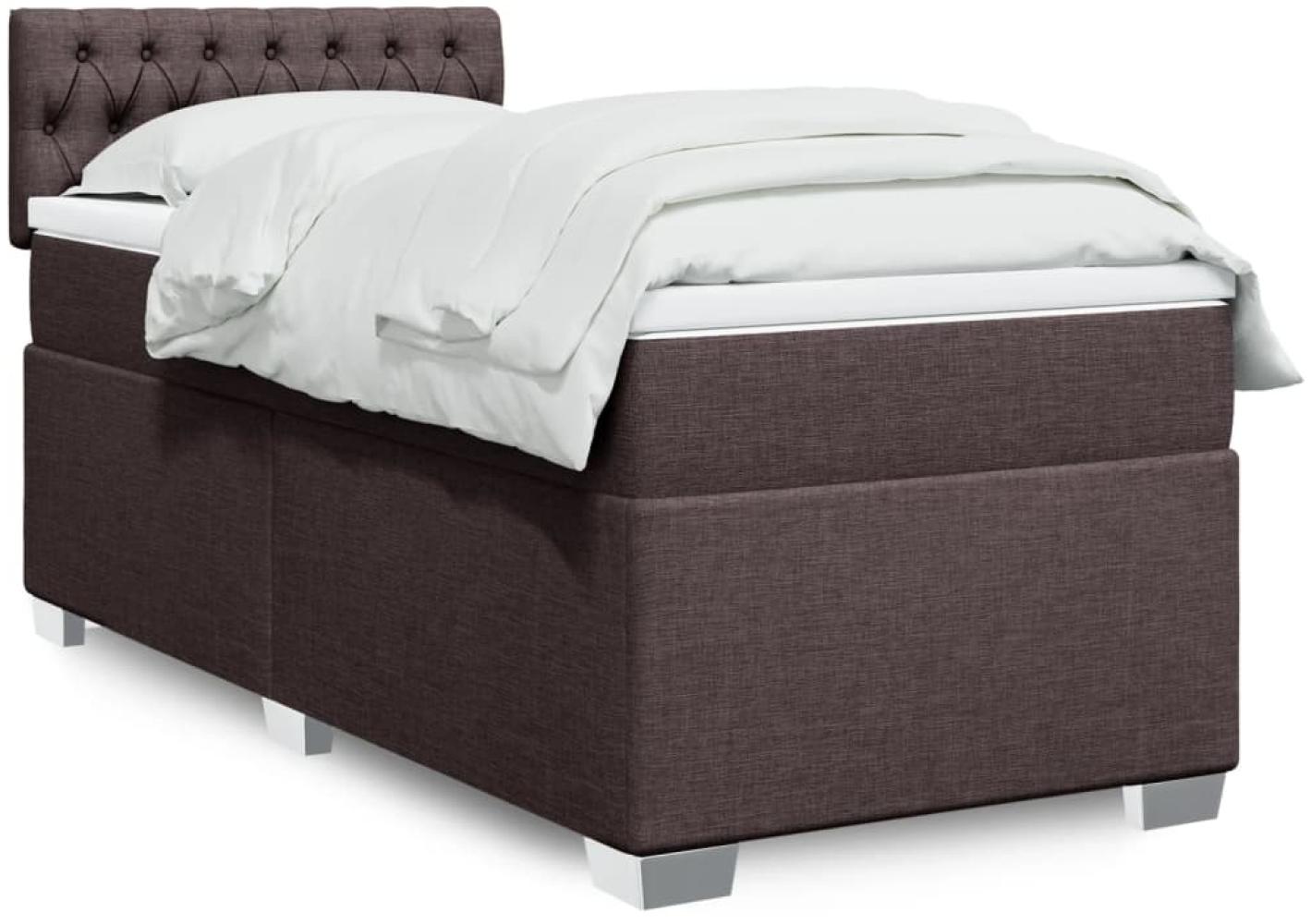 vidaXL Boxspringbett mit Matratze Dunkelbraun 90x190 cm Stoff 3288053 Bild 1