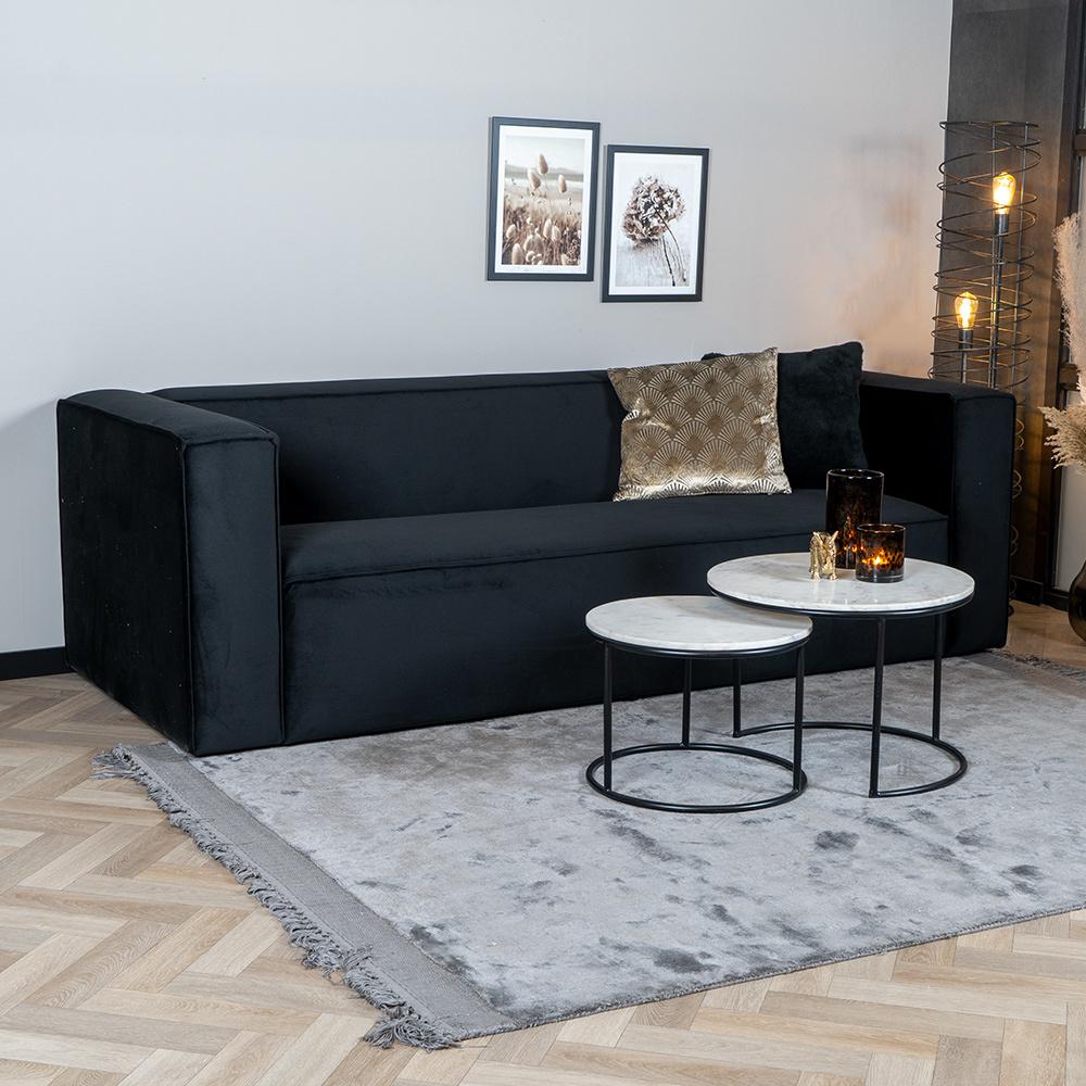 Bronx71 Samt Sofa Memphis 3-Sitzers schwarz Bild 1