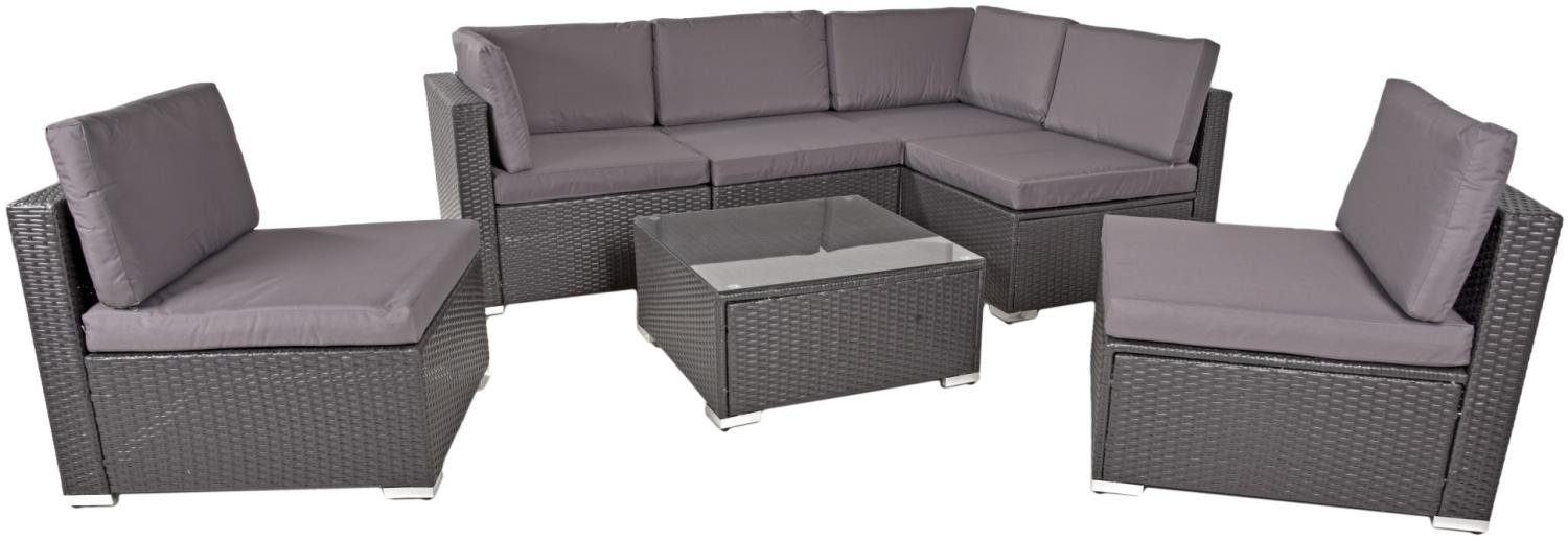 Sitzgruppe SANSIBAR 7tlg. Polyrattan Set schwarz Sitzgarnitur Gartenset Garnitur Bild 1