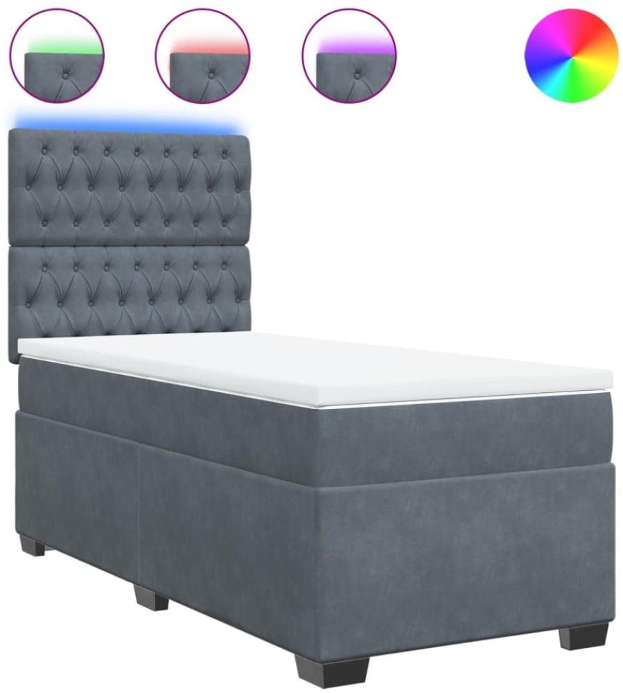 vidaXL Boxspringbett mit Matratze Dunkelgrau 90x200 cm Samt 3293117 Bild 1