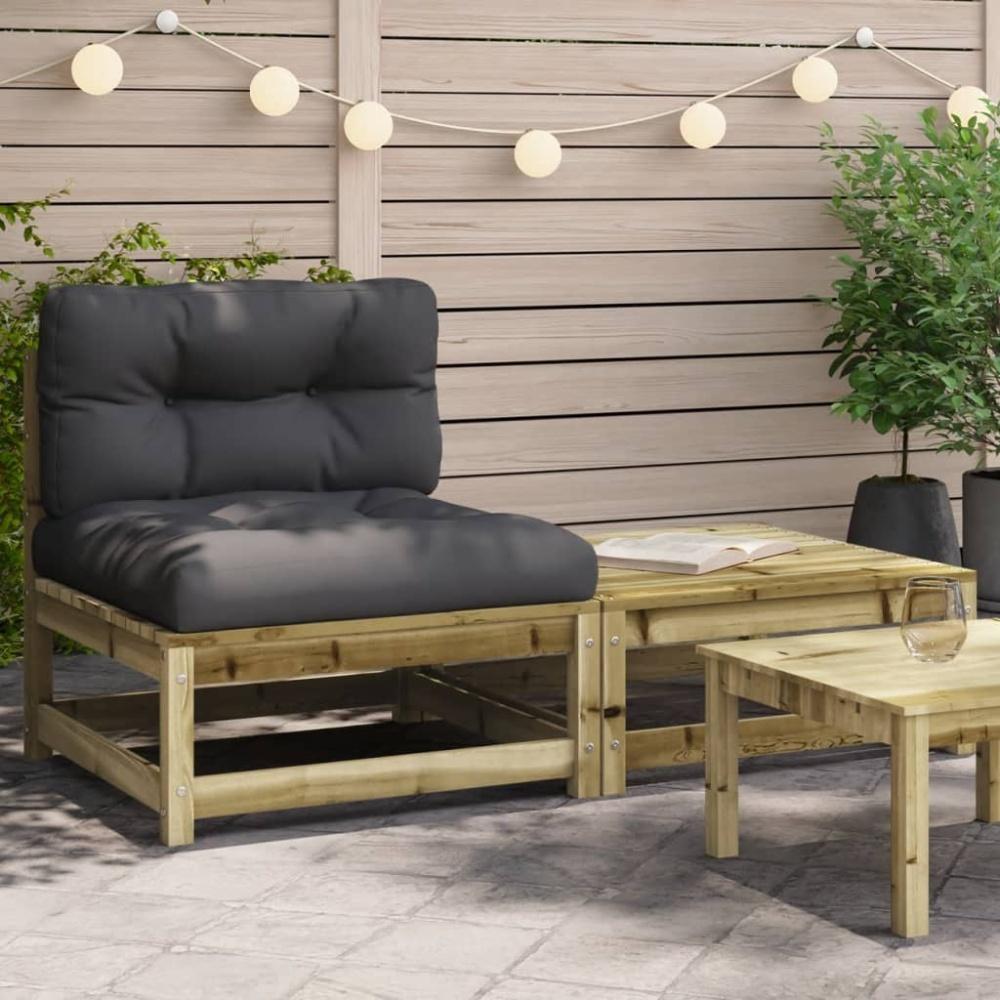 vidaXL Gartensofa ohne Armlehnen mit Kissen und Hocker 838140 Bild 1