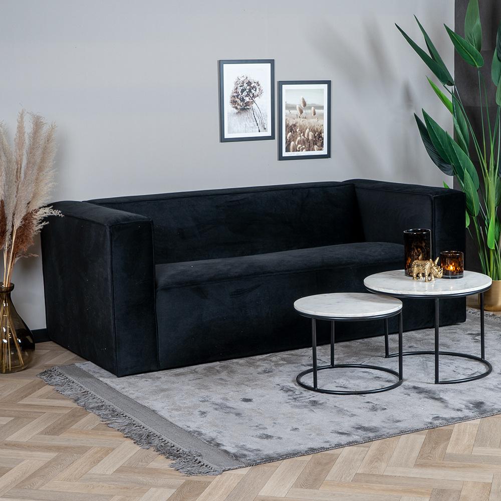 Bronx71 Samt Sofa Memphis 2,5-Sitzer schwarz Bild 1