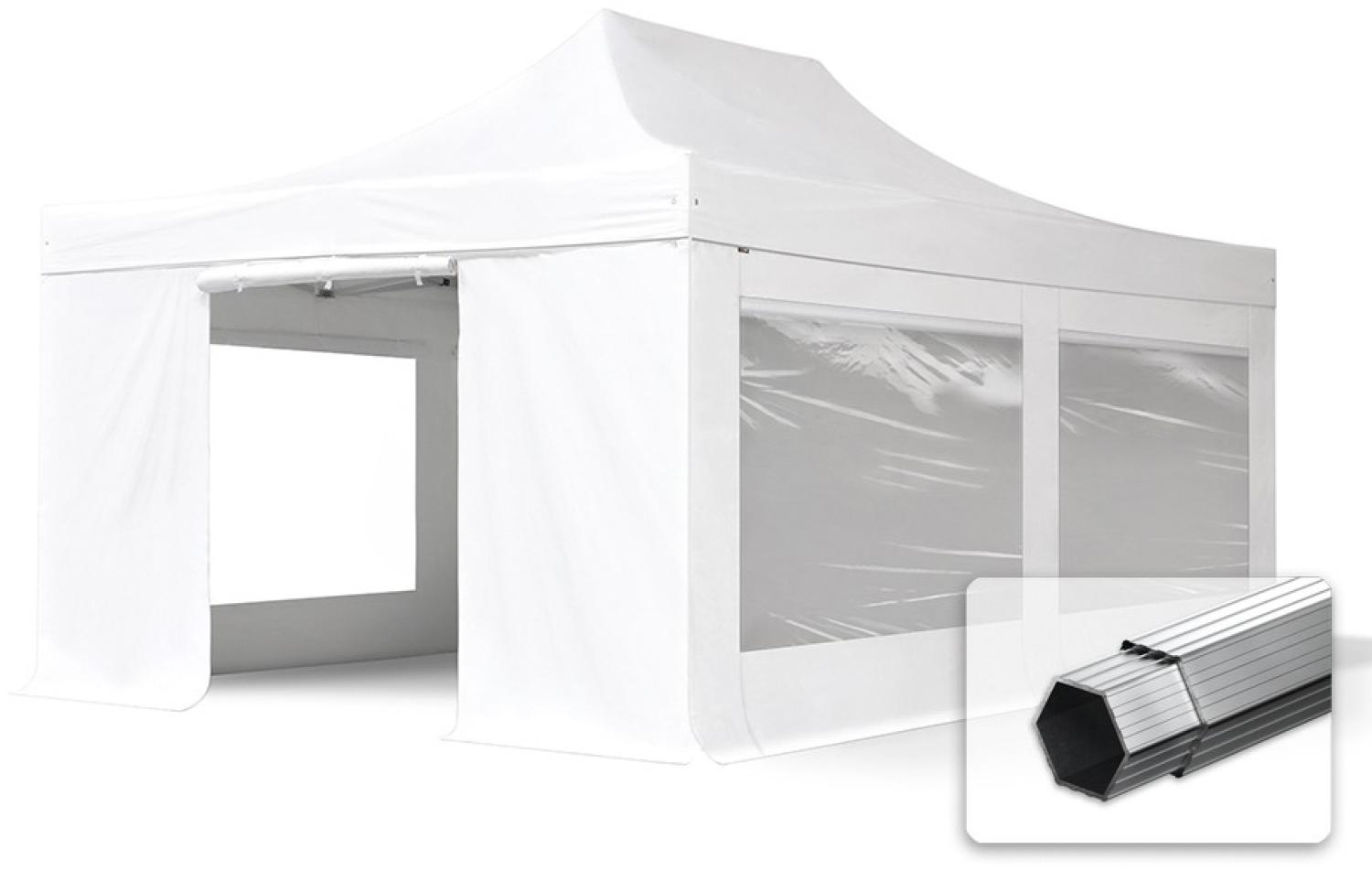 4x6 m Faltpavillon PROFESSIONAL Alu 50mm, Seitenteile mit Panoramafenstern, weiß Bild 1