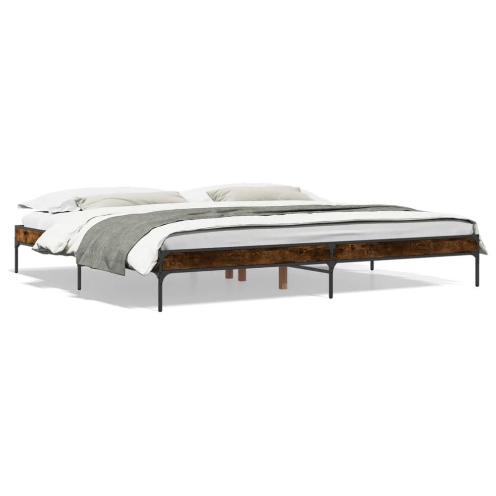 vidaXL Bettgestell Räuchereiche 180x200 cm Holzwerkstoff und Metall 845003 Bild 1