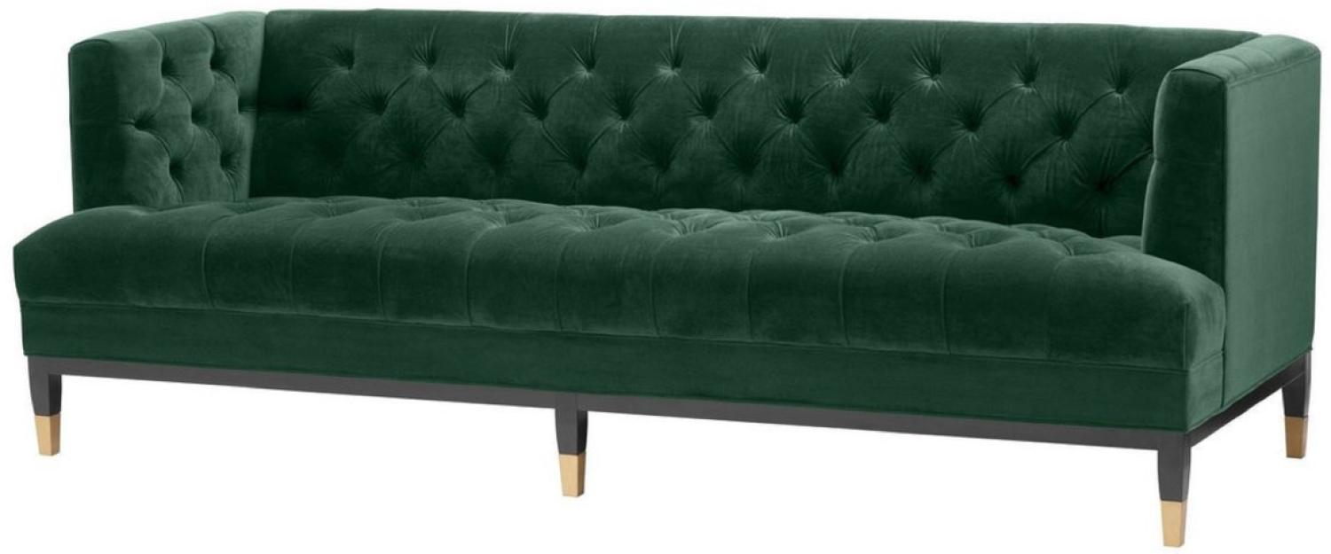 Casa Padrino Luxus Wohnzimmer Sofa Grün / Schwarz / Messingfarben 230 x 85 x H. 79 cm Bild 1