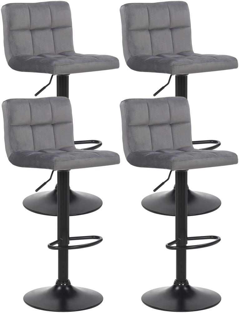 CLP 4er Set Barhocker Feni Samt höhenverstellbar und drehbar,grau Bild 1