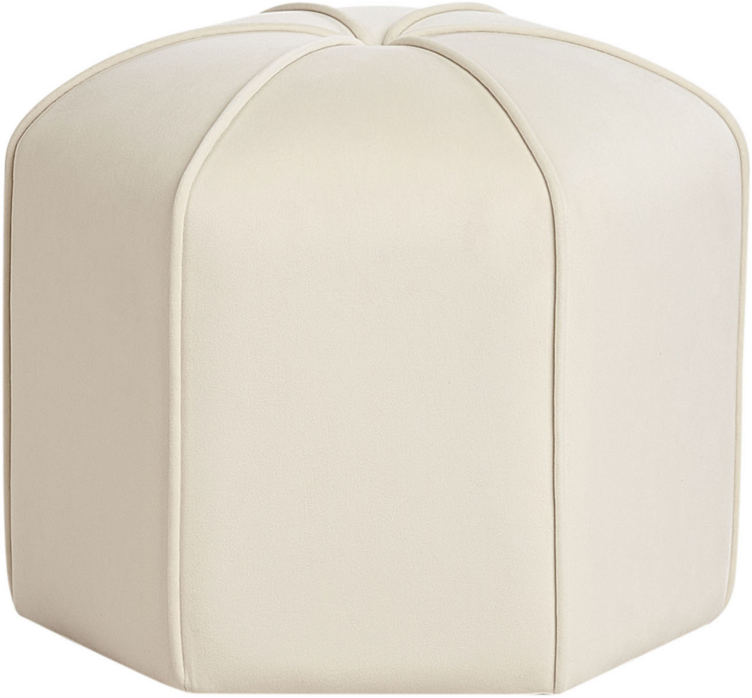 Pouf WISHEK Samtstoff Hellbeige 45 cm 45 cm 42 cm Bild 1