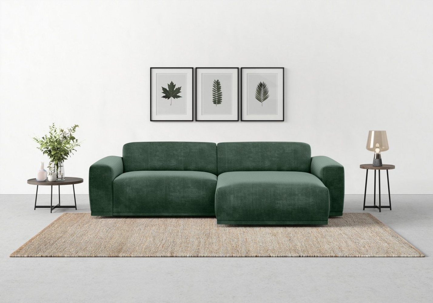 TRENDMANUFAKTUR Ecksofa Braga, mit hochwertigem Kaltschaum, L-Form, in Cord erhältlich, 2 Teile, modernes Sofa, Couch mit hohem Sitzkomfort, 255/72/160 cm (B/H/T) Bild 1