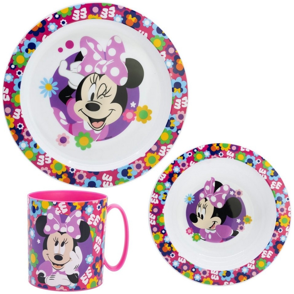Disney Kindergeschirr-Set Disney Minnie Maus Kinder Geschirr-Set 3 tlg antirutsch (3-tlg), 1 Personen, Becher, Teller Schüssel Bild 1