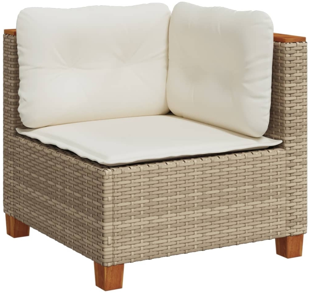 vidaXL Garten-Ecksofa mit Kissen Beige Poly Rattan 365904 Bild 1