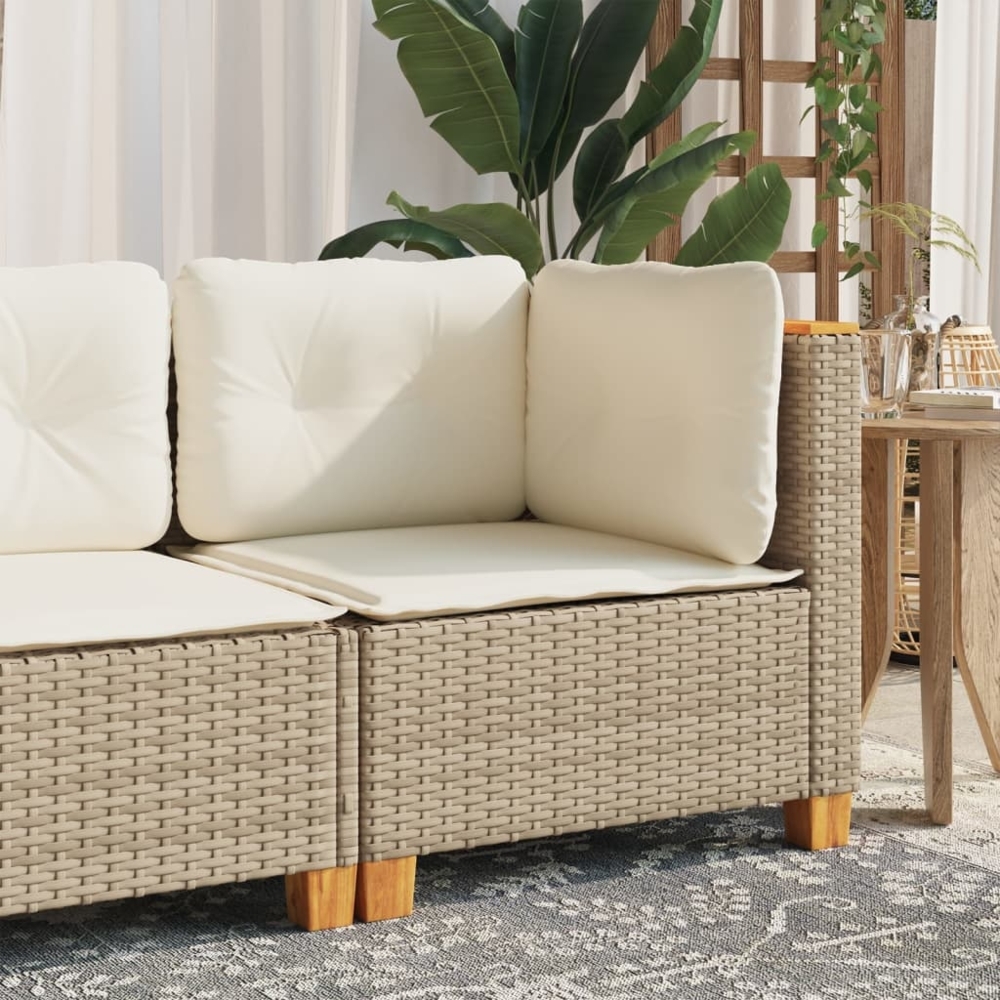 vidaXL Garten-Ecksofa mit Kissen Beige Poly Rattan 365904 Bild 1