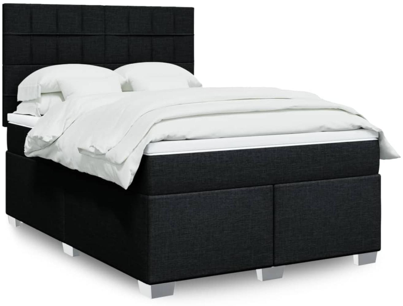 vidaXL Boxspringbett mit Matratze Schwarz 140x190 cm Stoff 3290485 Bild 1