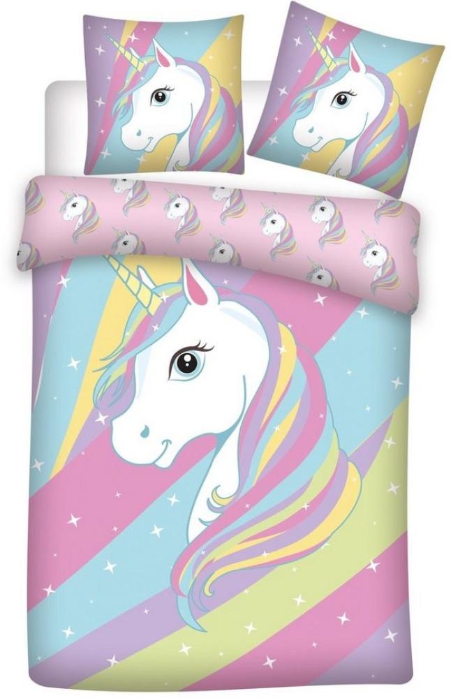 Unicorn Einhorn Mädchen Bettwäsche-Set 135/200 + 80/80 cm 100% Baumwolle Bild 1