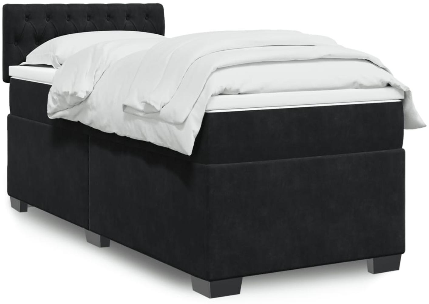 vidaXL Boxspringbett mit Matratze Schwarz 80x200 cm Samt 3286170 Bild 1