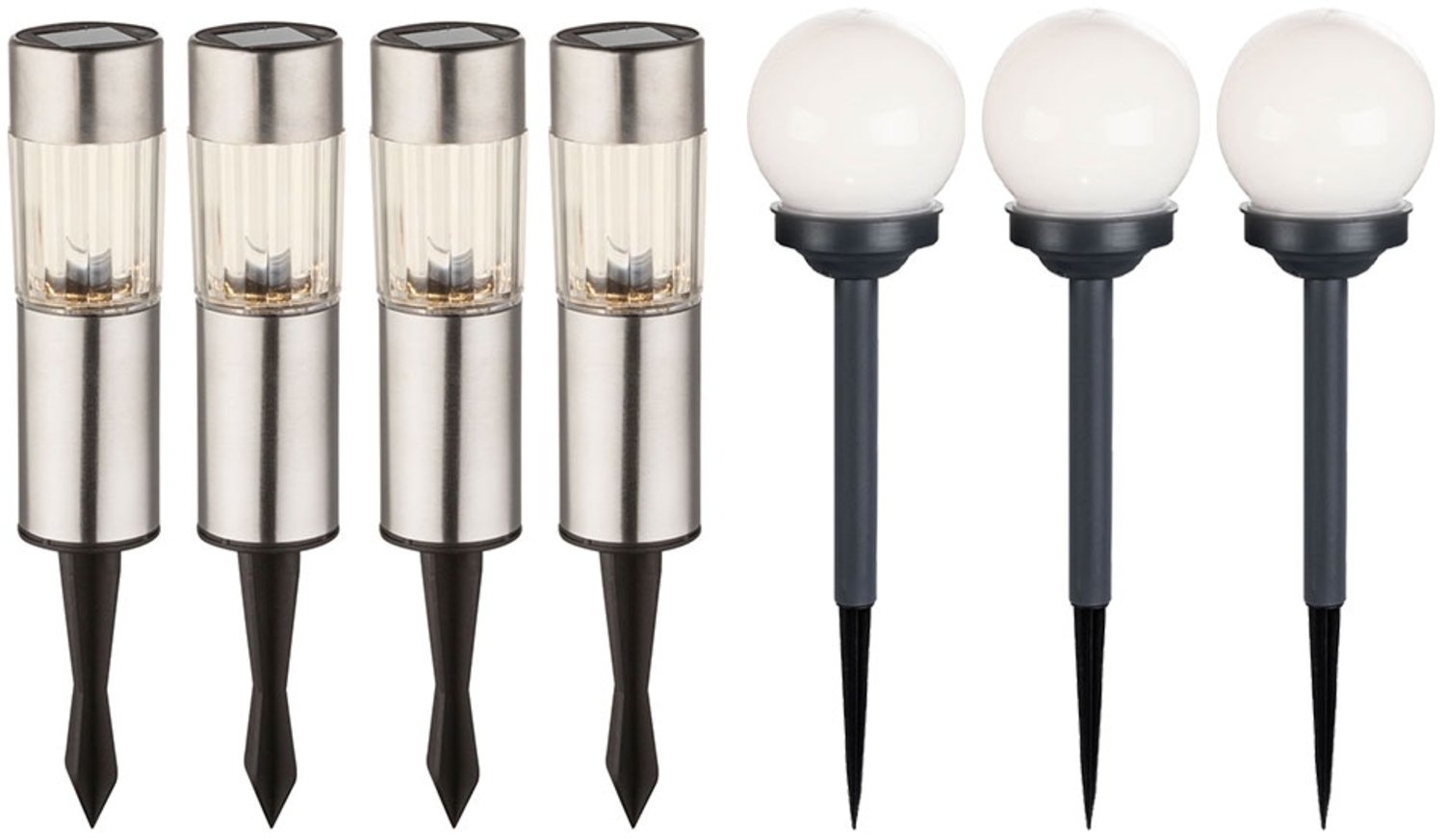 7er Set LED Solarlampe, Erdspieß, Kugel Bild 1