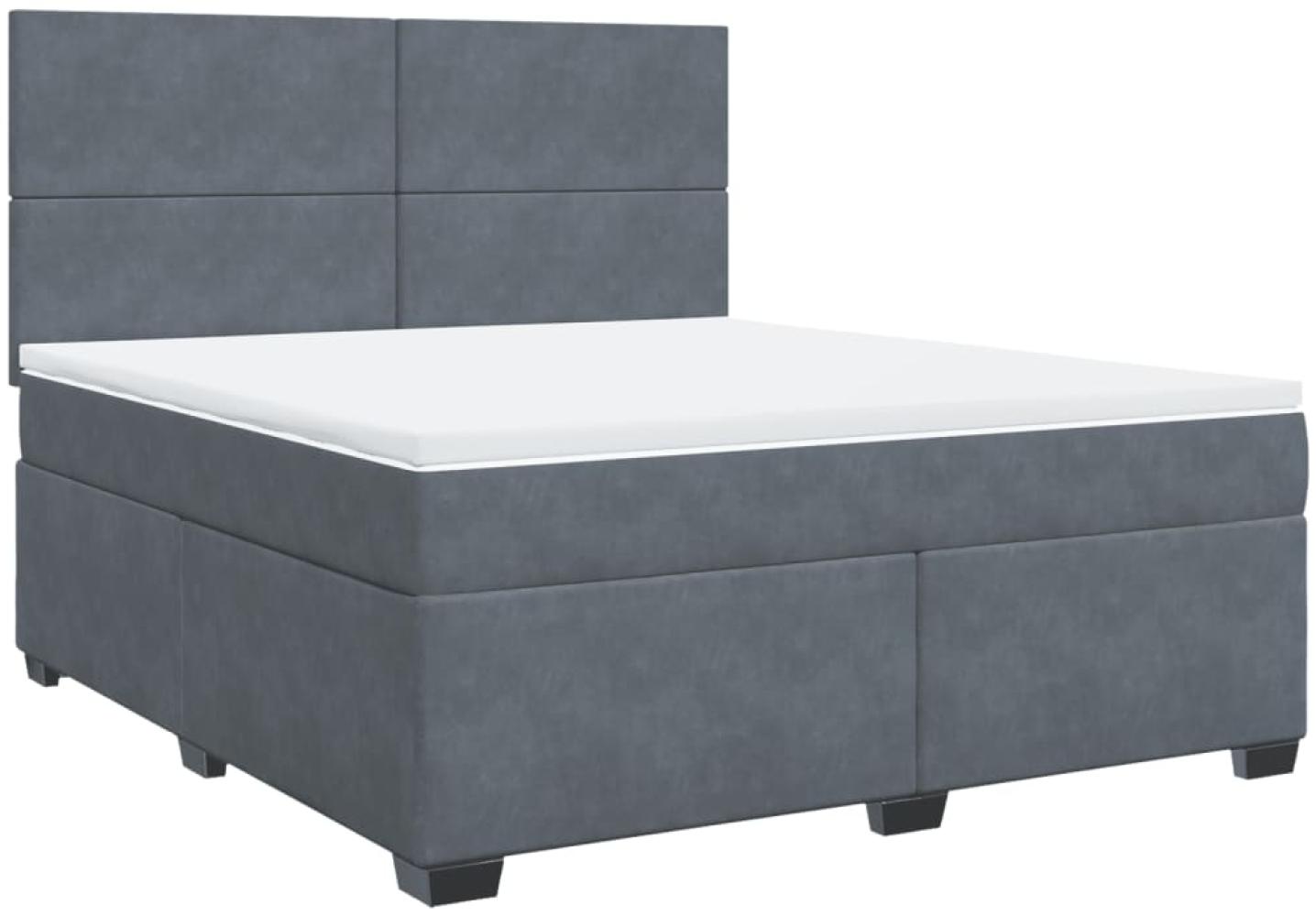 vidaXL Boxspringbett mit Matratze Dunkelgrau 180x200 cm Samt 3290973 Bild 1