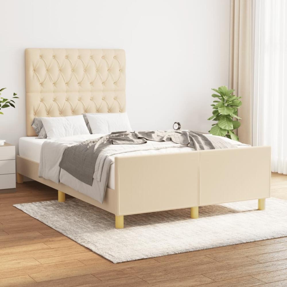 Einzelbett mit Kopfteil Stoff Creme 120 x 200 cm [3125289] Bild 1